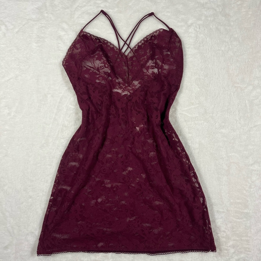 Victoria's Secret Burgundy Lace Mini Dress